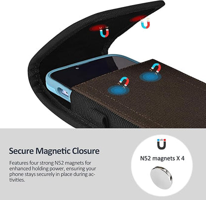 Phone Holster for Belt with Metal Clip and Magnetic Closure Compatible with Galaxy S25/S24/S23/S22/S21/S20 Ultra A16 A26 A35 A36 A55 A56 for Everyday Protection, XL-Coffee