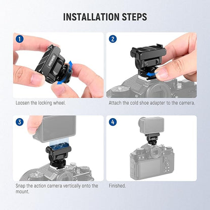 NEEWER Magnetic Mount Adapter Compatible with DJI Osmo Action 5 Pro/4/3, Upgraded Metal Quick Release Action Camera Mount Vlogging Accessories