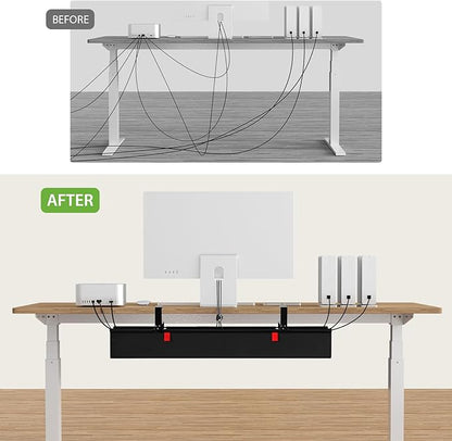 KEEGH Large 36" Under Desk Cable Management Tray - Under Desk Cord Organizer - Clamp/Screw Mount - Support Upto 70lbs - Fabric Wire Management - Gaming/PC Cable Raceways - Cord Hiders for Office/Home