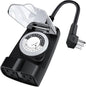 G-ELEK Outdoor Timer Waterproof, 24 Hour Light Timer, Timers for Electrical Outlets, Ideal for Pool Pump, Christmas Lights, Heavy Duty, 2 Grounded Outlets, ETL Listed, Black