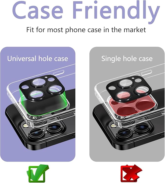 2 Pack Camera Lens Protector for iPhone 13 Pro/iPhone 13 Pro Max,[Not Easy to Breakn ] AR Tempered Glass Strong Adsorption Metal Camera Cover Screen-black