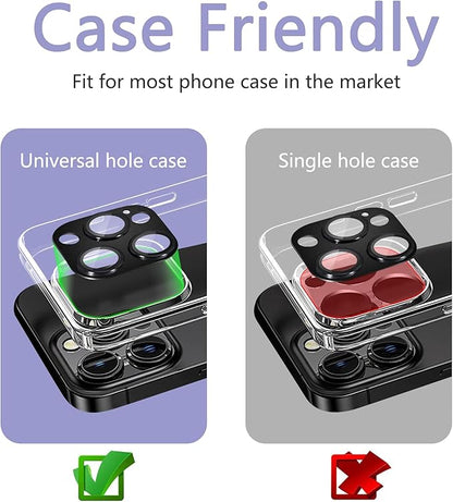2 Pack Camera Lens Protector for iPhone 14 Pro/14 Pro Max,[Not Easy to Breakn ] AR Tempered Glass Strong Adsorption Metal Camera Cover Screen-Dark Purple