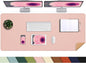 AFIING Leather Desk pad Protector, Large Non-Slip Office Desk Mat with Natural Cork & PU Leather, Waterproof Writing Mouse Pad for Office and Home (55in*17in,Pink)