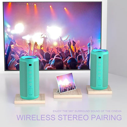 Ortizan Portable Bluetooth Speakers, IPX7 Waterproof Wireless Speaker with 24W Loud Stereo Sound, Outdoor Speaker with Bluetooth 5.3, Deep Bass, RGB Lights, Dual Pairing, 30H Playtime for Home, Party