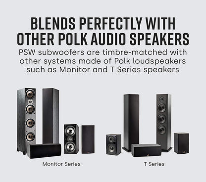 Polk Audio PSW10 10" Subwoofer, Big Bass Compact Design, Up to 100 Watts