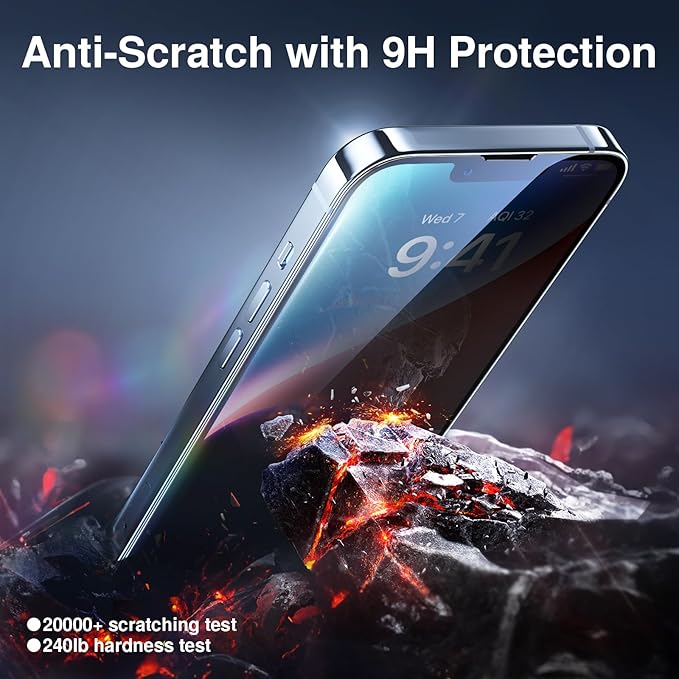 SMARTDEVIL 2+2Pack Privacy Screen Protector for iPhone 14 Pro Max with Camera Lens Protector,Shatterproof Tempered Glass [True 28°Anti Spy][9H Hardness][Auto Dust-Elimination Install][Bubble Free]