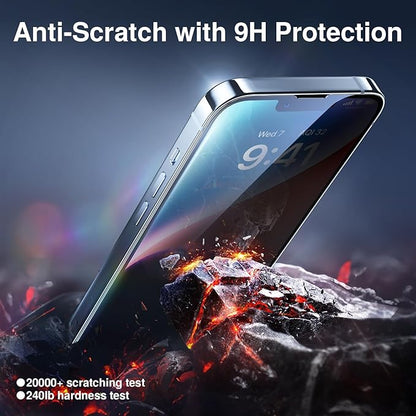SMARTDEVIL 2+2Pack Privacy Screen Protector for iPhone 14 Pro Max with Camera Lens Protector,Shatterproof Tempered Glass [True 28°Anti Spy][9H Hardness][Auto Dust-Elimination Install][Bubble Free]