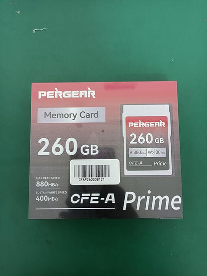 PERGEAR Professional 260GB CFexpress Type A Memory Card, Up to 880MB/s Read Speed & 900MB/s Write Speed for 4K 120P,8K 30P Recording Video/Photo, Compatible for Sony Alpha Sony FX Cameras