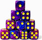 Luck Lab 10 Piece D6 Dice Pack - Acrylic Dice for RPG MTG DND Dice Table Games and Board Games (Blue and Purple Swirl with Gold Pips)