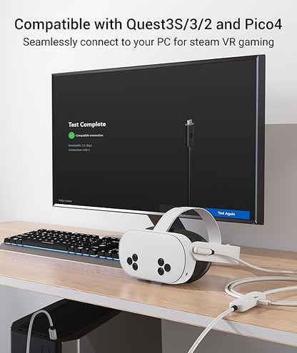 Syntech Link Cable with Charging 20FT Compatible with Oculus/Meta Quest 3S/3 Accessories, Quest2/Pro, Pico4, Next-Gen VR Cable with USB 3.0 A to C Adapter for SteamVR, Charge & Link Simultaneously