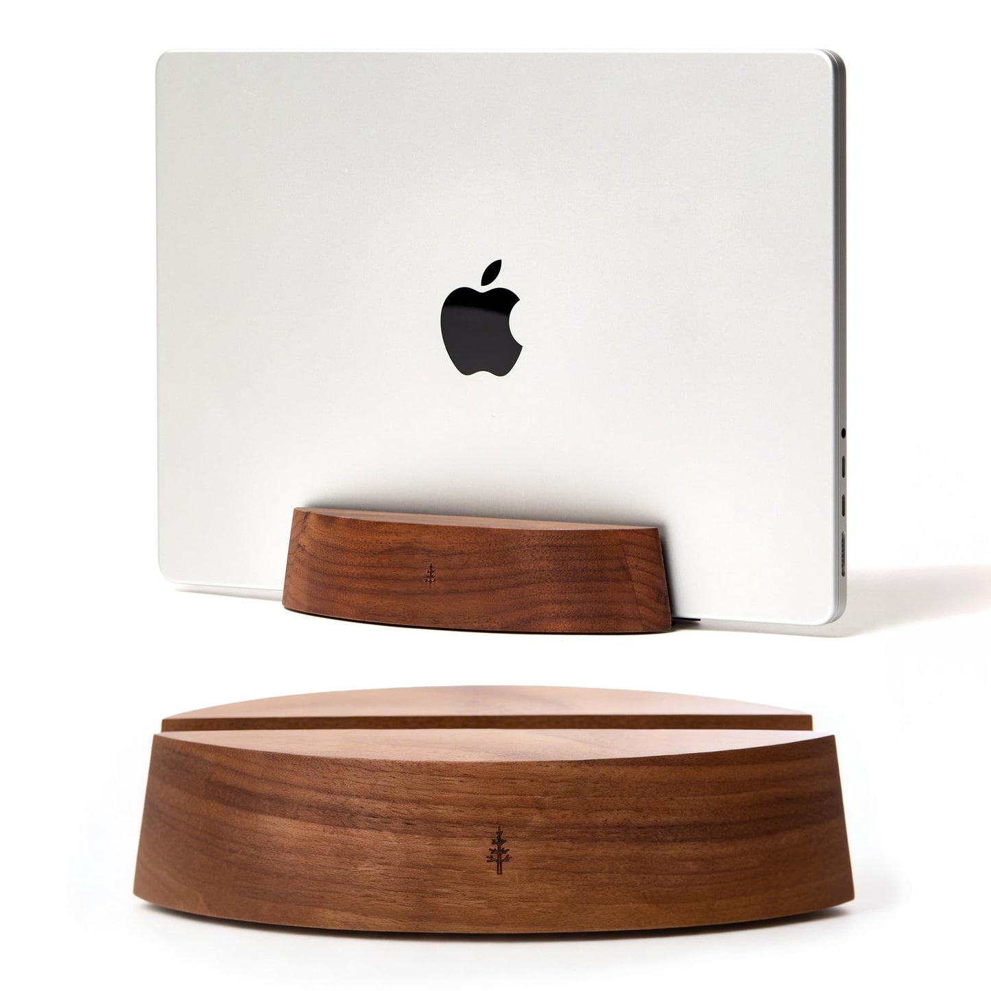 Nordik Vertical Laptop Stand - Adjustable Solid Walnut Laptop Dock