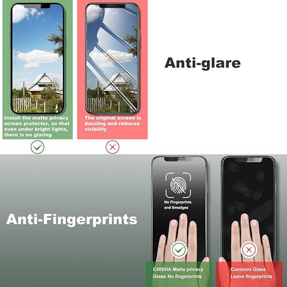 2 Pack Matte Privacy Screen Protector for iPhone 11 Pro Max and iPhon XS MAX 6.5-Inch Auto Dust Removal, No Bubbles,Anti-Spy Tempered Glass Film, Easy Installation