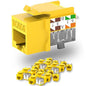 Keystone Jack Cat6 Slim 25 Pack, Cat6 Keystone Jacks 90 Degree, RJ45 Keystone Jack Punch Down Yellow, Cat Jack compatiable for Network WallPlate or Patch Panels