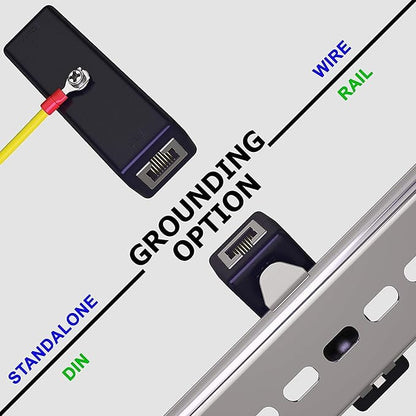 Ethernet Surge Protector (2 Pack) PoE+ Gigabit (with DIN Rail Mount Option) Gas Discharge Tube for Full Protection - RJ45 Lightning Suppressor - LAN Network CAT5/CAT6 Thunder Arrestor - Tupavco TP309