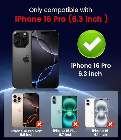 Magnetic for iPhone 16 Pro Case [Compatible with MagSafe][Built-in Camera Lens Protector] Slim Soft Silicone Bumper Shockproof Metallic Luster Phone Case (Black)