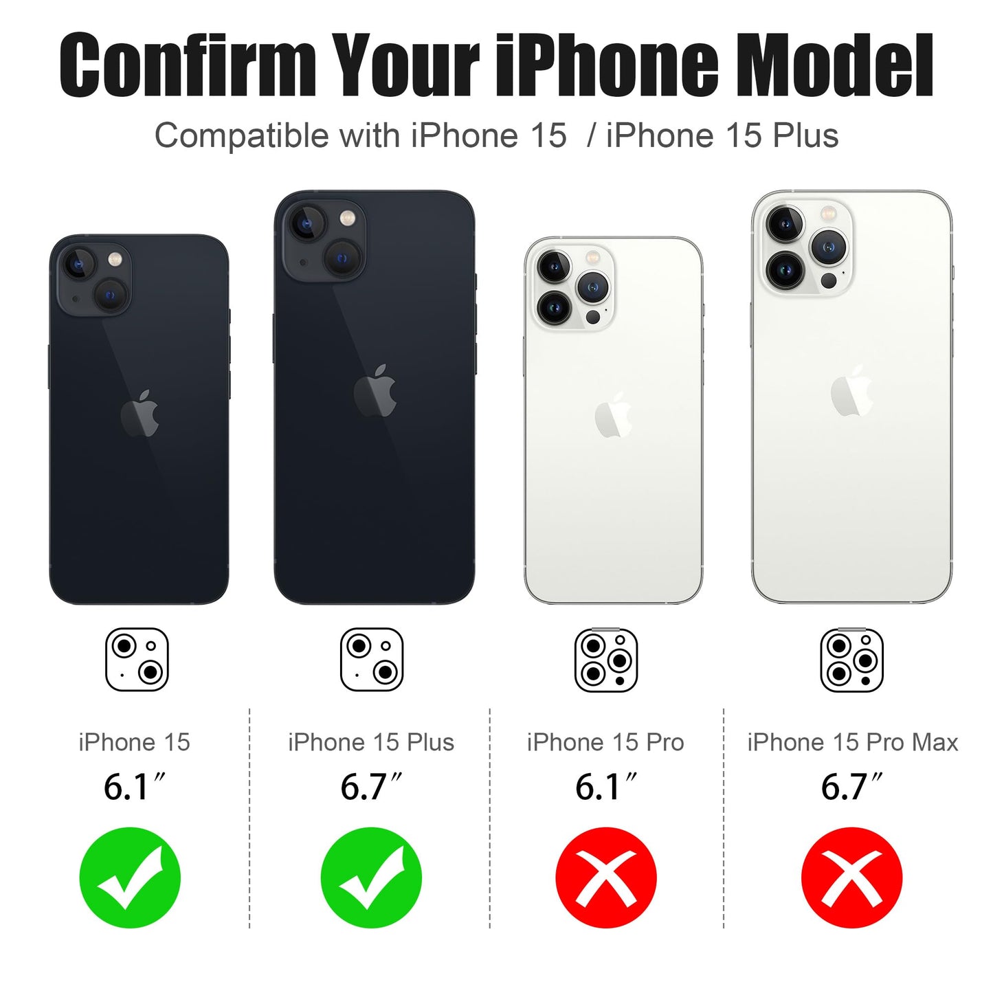AGVEE 3+3 6 Pack for iPhone 15/15 Plus Camera Lens Protector Cover