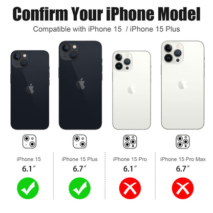 AGVEE 3+3 6 Pack for iPhone 15/15 Plus Camera Lens Protector Cover