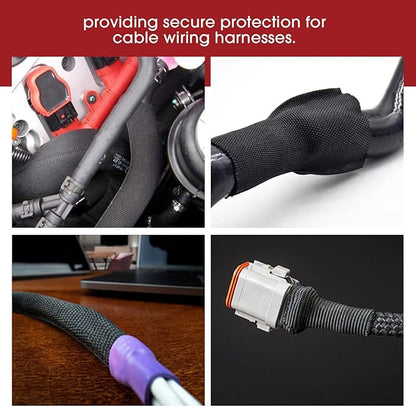 Heat Shrink Wire Loom 2:1 Shrinkable Braided Cable Sleeve 1/4 Inch ID-46ft Abrasion Protection Flexibility Fabric Wiring Harness Cover Sheath