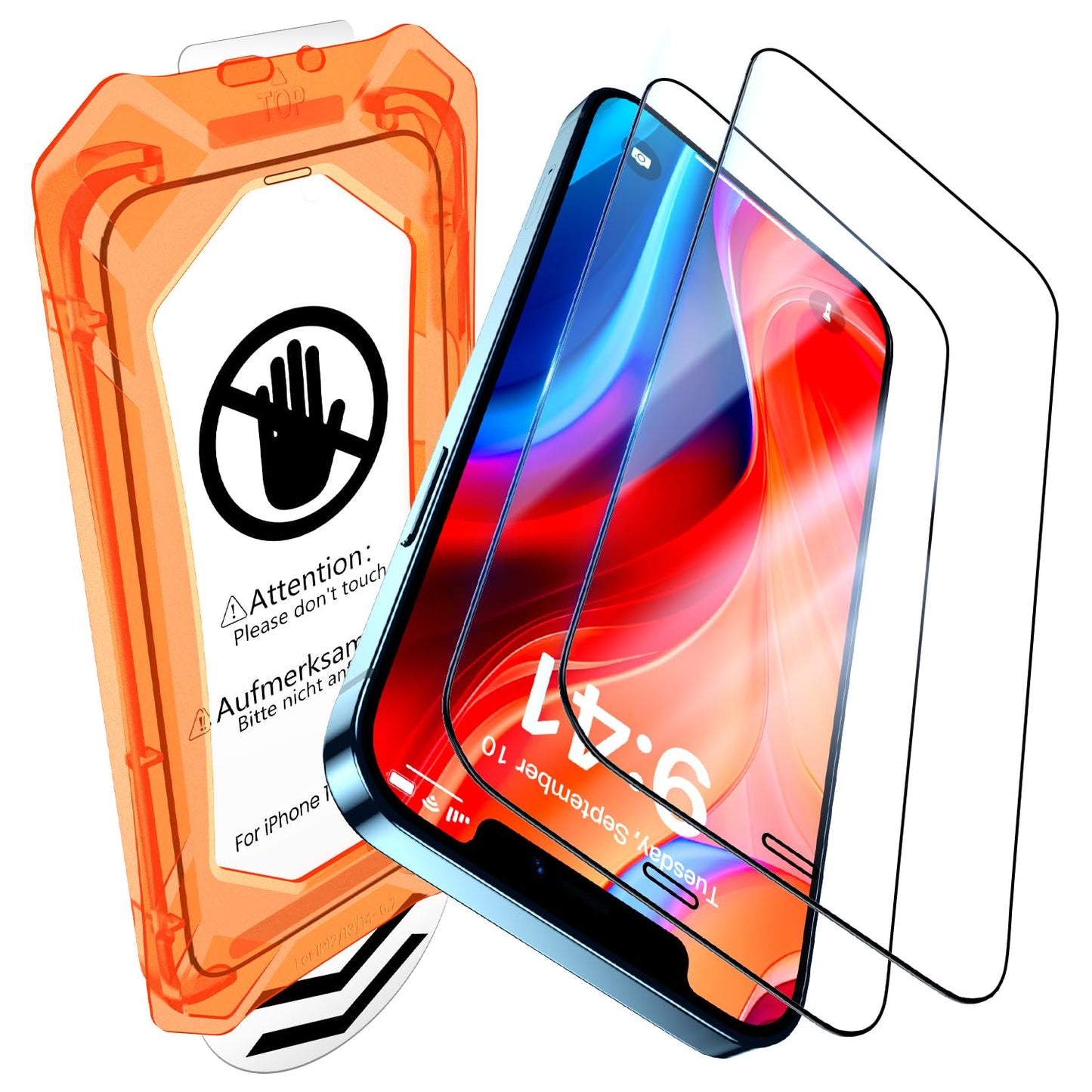 UniqueMe for iPhone 12 Pro Max Screen Protector - [Military Grade Shatterproof & 9H+ Hardness] Screen Protector 12 Pro Max Tempered Glass Full Coverage Protection, Easy Installation, 2 Packs