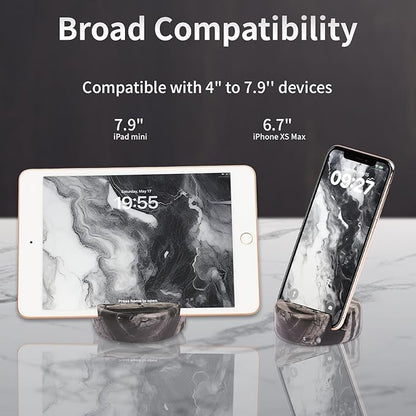 Marble Phone Stand for Desk - Cell Phone Holder for Nightstand Office Decor Compatible with iPhone 17 16 15 Pro Max iPad mini, Telephone Boho Black Marble Kitchen Accessories