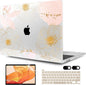 MEEgoodo MacBook Pro 13 inch Case - Hard Shell with Keyboard & Camera Cover - Tropical Pink Flowers