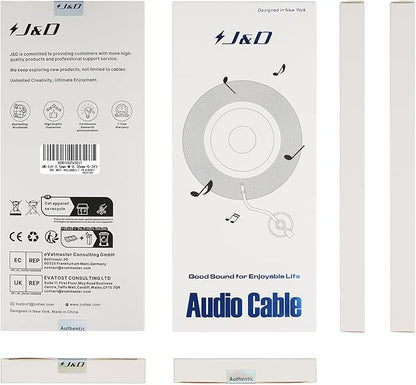 J&D 1/4 inch to 3.5mm Headphone Adapter, Heavy Duty Copper Shell Connecter Joint 3.5mm 1/8 inch Female TRS to 6.35mm Male TRS Stereo Audio Extension Cable, 3 Feet
