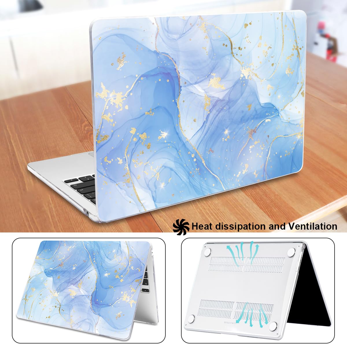 LCMOCICO for MacBook Air 13 inch Case M5 M4 M3 M2 2026-2022, Blue Marble
