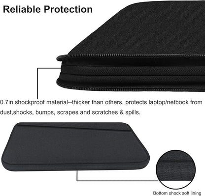 Laptop Sleeve Case 17 inch, Durable Computer Carrying Bag Protective Case Briefcase Handbag with Front Pocket, Slim Laptop Cover for 17-17.3 Inch HP, Dell, Lenovo, Asus, Notebook, Black