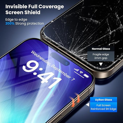 Uyiton UnBreak-Glass for iPhone 15 Pro Max Screen Protector, [Ultrasonic Fingerprint Support][Auto-Alignment Frame] Scratch-Resistant Bubble-Free 15 Pro Max Screen Protector(6.7''), 2 Pack