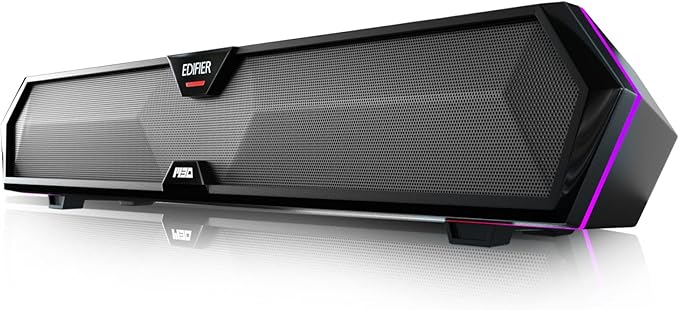 Edifier MG300 Computer Sound Bar: Loud Speakers with Deep Bass - Switch RGB Built-in Microphone for Gaming Speakers Wireless Bluetooth 5.3 & USB Adapter PC Sound Bar for Desktop