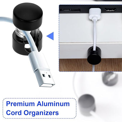 3 Sets Charger Holders for Cords, Matte Black Color Adjustable Cable Anchor Holders, Adhesive Metal Cord Clips, Cable Management Wire Organizers for Desk, Office, Nightstand