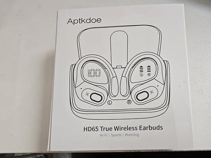 Wireless Earbuds 75hrs Bluetooth 5.4 Headphone Sport, 2025 Bluetooth Earbuds Stereo Deep Bass Over Ear Bud with Earhooks, ENC Noise Cancelling Mic, IPX7 Waterproof Earphone, Red