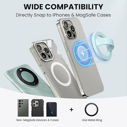 Magnetic Silicone Ring Grip Phone Holder, Loop Grip Phone Holder,Magnetic Phone Loop,Magsafe Phone Grip,Compatible with Magsafe for iPhone 16/15/14/13/12 Series (Blue)