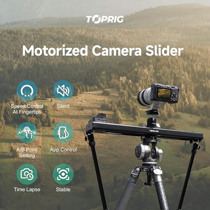 Accsoon Toprig 24inch/60cm Motorized Camera Slider, Button/APP Dual Control, Speed Adjust/Time-Lapse/120° Panoramic Shooting/Loop Mode, Compatible with DSLR Camera, Gopro, Camcorder, Smartphone(S60)