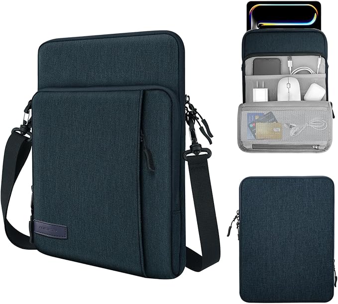 MoKo 12.9 Inch Tablet Sleeve Bag Carrying Case with Pockets Fits 13 Inch New iPad Pro M4 & Air M2 2024, iPad Pro 12.9 M2&M1, Surface Laptop Go 12.4", Galaxy Tab S8+/S9+ 12.4", Indigo