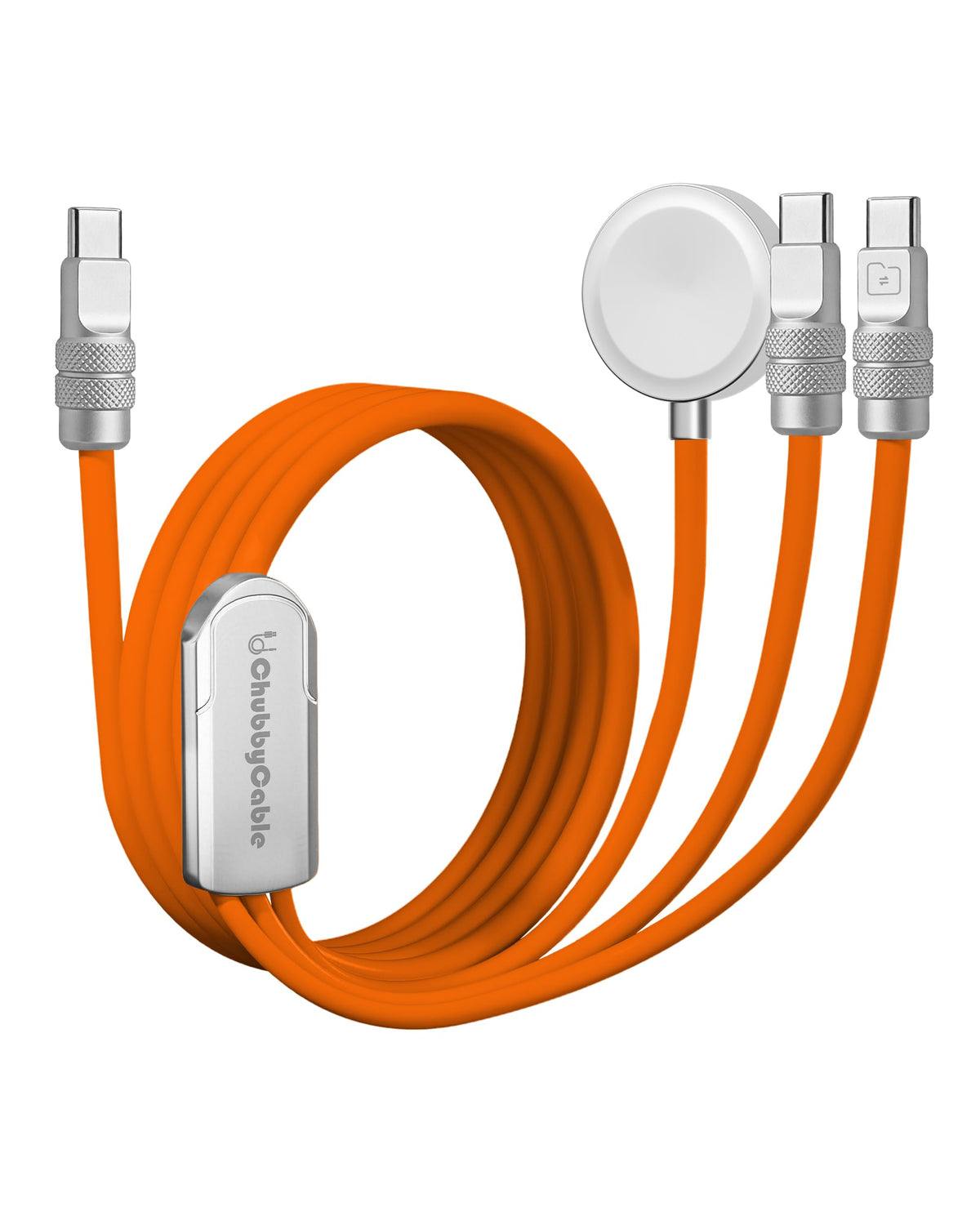 chubbycable 3 in 1 Silicone USB C Cable for Apple Watch, Orange, 4.1FT