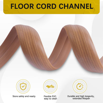 JAHOMFAI Floor Cord Cover 10FT Cord Covers for Wires on Floor Protect Wires & Prevent Trip Hazards, Easy to Cut for Home, Office, School, Concerts, Cavity W0.6in x H0.32in