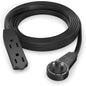Maximm Cable 10 Ft 360° Rotating Flat Plug Extension Cord/Wire, 16 AWG Multi 3 Outlet Extension Wire, 3 Prong Grounded Wire - Black - UL Certified