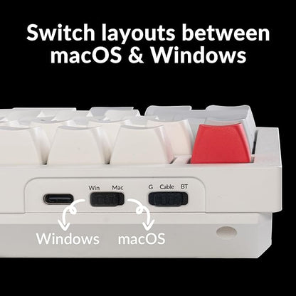 Keychron Q6 Max QMK/Launcher Wireless Bluetooth/2.4 GHz/USB-C Wired Custom Mechanical Keyboard, Full Size Programmable Knob RGB Backlit Hot-Swappable Gateron Red Switch for Mac Windows Linux - White