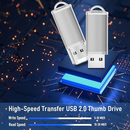 USB Thumb Drive 1GB Flash Drives 20 Pack, Nicepicten Memorias USB 2.0 Memory Stick Fat Flash Zip Drive 1 GB Jump Drives Multipack Pendrive with Landards and Lables (Sliver 1GB, 20 Pieces)