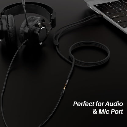 Kxable Headphone Splitter for Computer, 3.5mm Female to Dual 3.5mm Male Audio Splitter Cable, Stereo Jack Earphones Headset to PC Laptop Adapter, 1/8inch 2-in-1 Y Separator Aux Dongle Converters, 3FT