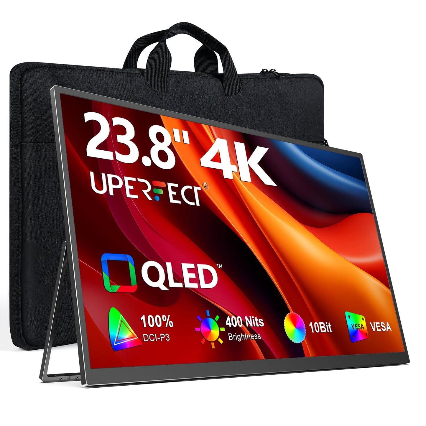 UPERFECT Portable Monitor 4K 24" QLED, 400 Nits 145% sRGB Large Monitor