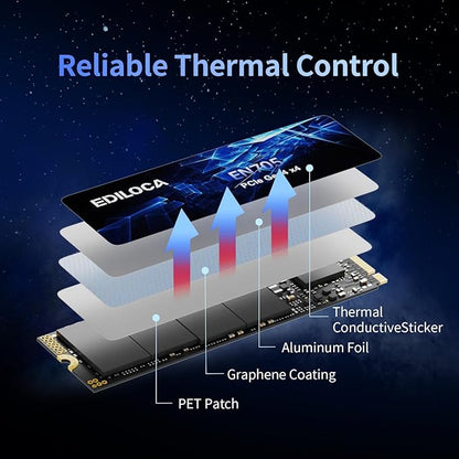 2TB SSD NVMe M.2 2280 PCIe Gen4 x4 Internal Solid State Drive - Up to 4800MB/s, 2TB SSD PS5 Dynamic SLC Cache, PS5 Compatible for Gaming PC Laptop(EN705)
