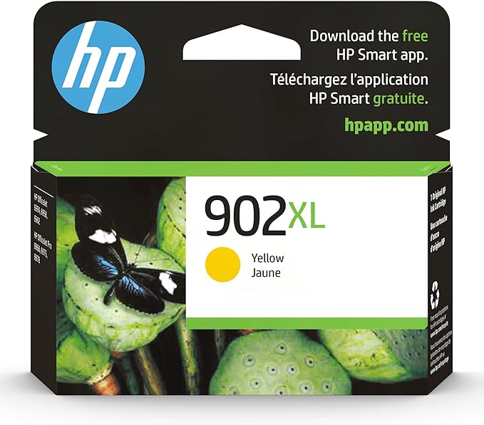 HP 902XL Yellow High-yield Ink Cartridge | Works with HP OfficeJet 6950, 6960 Series, HP OfficeJet Pro 6960, 6970 Series | Eligible for Instant Ink | T6M10AN