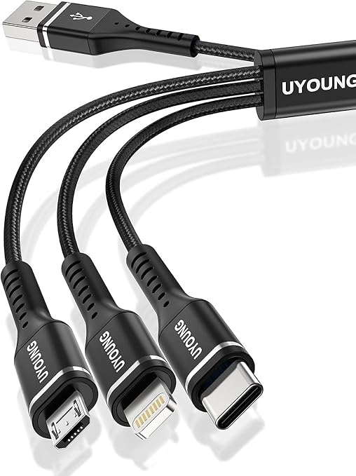 Multi Charging Cord, 3 in 1 Charger Short Phone Charger Cable 1FT, 2Pack