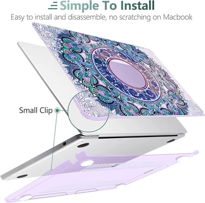 TWOLSKOO for M4 MacBook Air 13.6 inch Case 2025-2022 Release M4 A3240 M3 A3113 M2 A2681, Plastic Hard Shell & Screen Protector & Keyboard Cover & Trackpad Film, Mandala