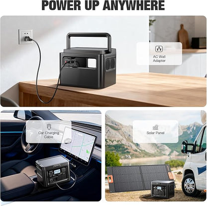GRECELL Portable Power Station 1200W 672Wh H1200 LiFePO4 Battery Solar Generator with 10ms UPS, 1200W Solar Power Station, 9 Output Ports for Home Emergency, Outdoor Camping, RV Travel, Laptop TV