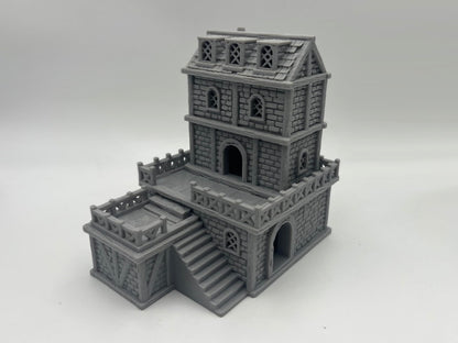 Paintable Tabletop Miniature Building Terrains Compatible with D&D and Alike RPG War Games - 18mm/28mm Scale Scenery with Medieval Gothic Architecture Style (18mm Scale)