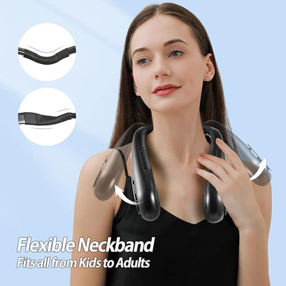 AMACOOL Bladeless Neck Fan Portable Personal Fan 5000mAh Rechargeable Battery Operated Wearable Fan for Women Men Outdoor Sport Travel Patio Garden Work Home Kitchen(Black)