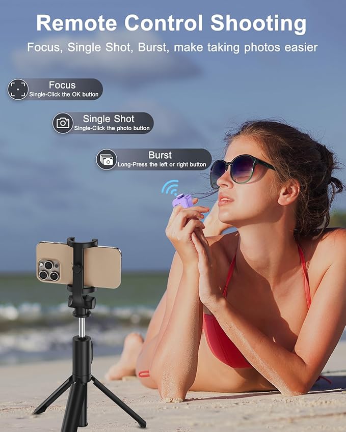 TikTok Scrolling Ring Remote Control, Camera Shutter Remote, Wireless Bluetooth Scrolling Ring for iPhone, iPad, iOS, Android - Purple
